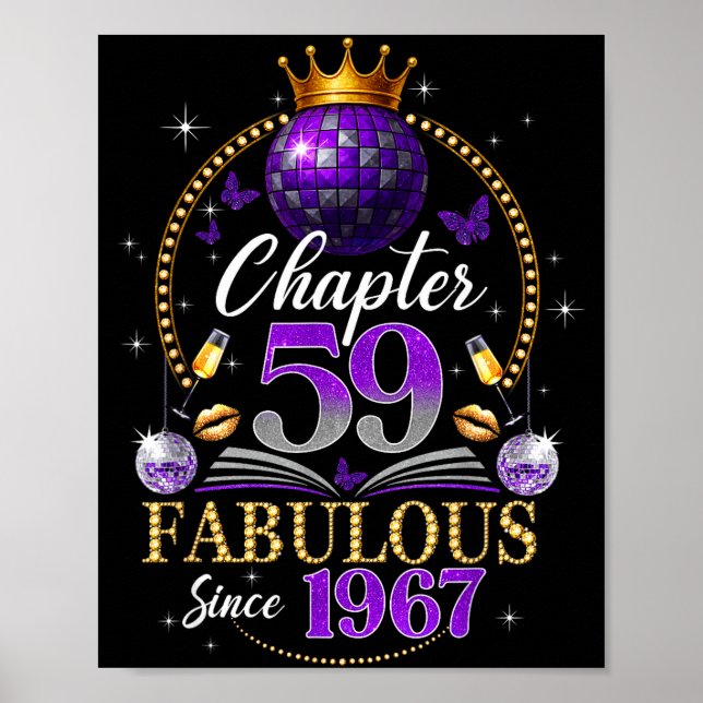 Póster Chapter 59 Since 1967 Purple Disco Ball 59th Birth (Frente)