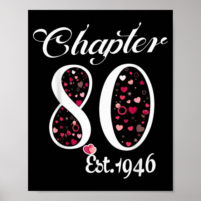 Póster Chapter 80 Est 1946 Happy 80th Birthday Girl Gift  (Frente)
