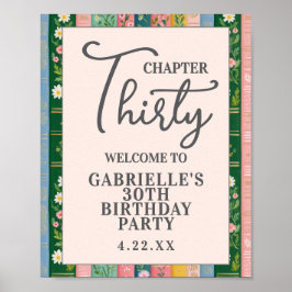 Póster Chapter Thirty Floral Storybook 30th Birthday