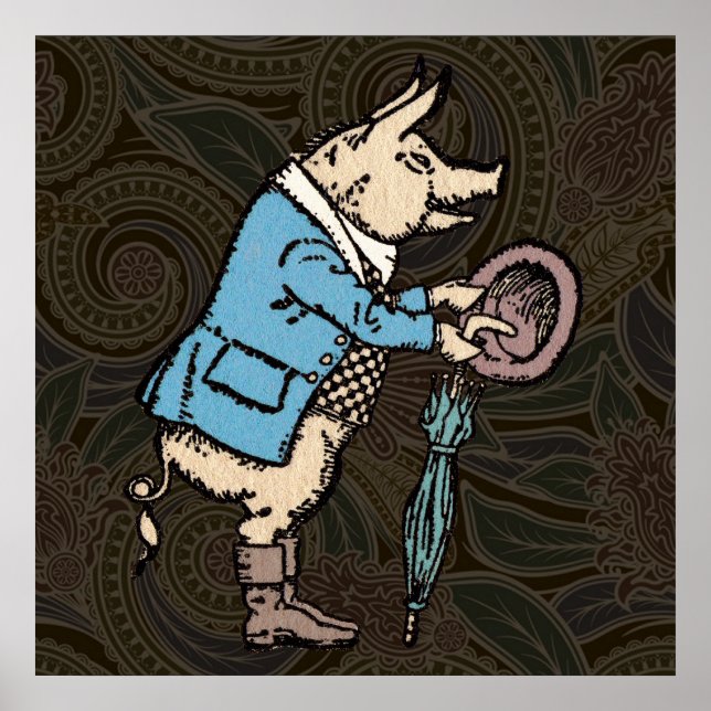 Póster Chaqueta de uso de cerdo antigua formal (Frente)