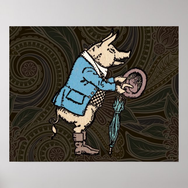 Póster Chaqueta de uso de cerdo antigua formal (Frente)