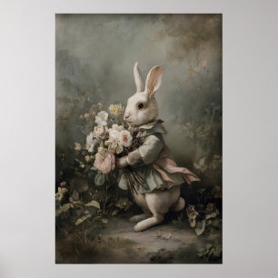 Póster Chaquetita de conejo victoriano, estampado de ramo