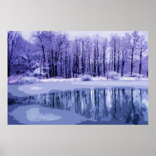 Póster Charca azul del invierno