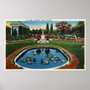 Póster Charca del lirio de los jardines de la casa de