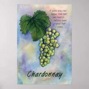Póster Chardonnay White Wine Grapes Art Print
