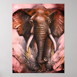 Póster Charging elephant -seeing red
