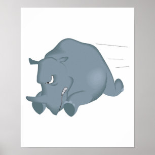 Póster charging mad rhino