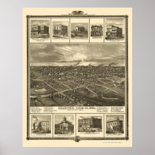 Póster Chariton, IA Panoramic Map - 1875