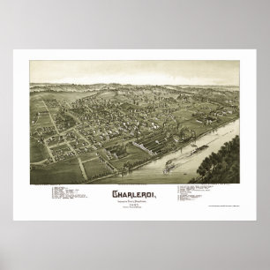 Póster Charleroi, mapa panorámico del PA - 1897
