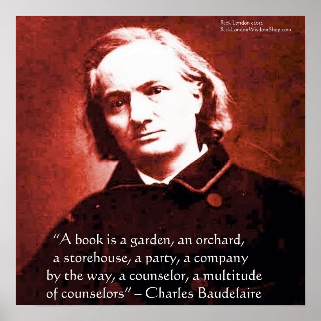Póster Charles Baudelaire "Un libro es" Wisdom Quote Post (Frente)