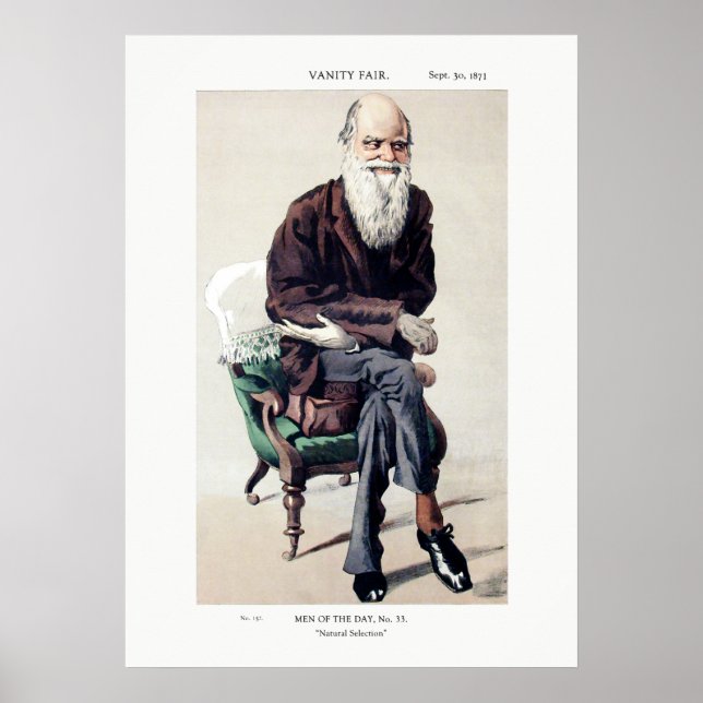 Póster Charles Darwin Vanity Fair Ilustracion (Frente)