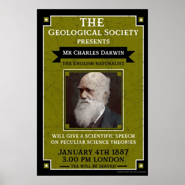 Póster Charles Darwin Vintage Repro Retro Wall Art (Frente)