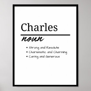 Póster Charles, definición de nombre personalizado del ni