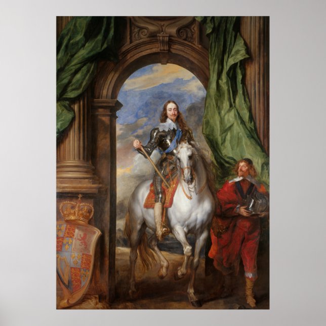 Póster Charles I con M. de St Antoine - Anthony van Dyck (Frente)