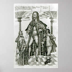 Póster Charles I con sus hijos