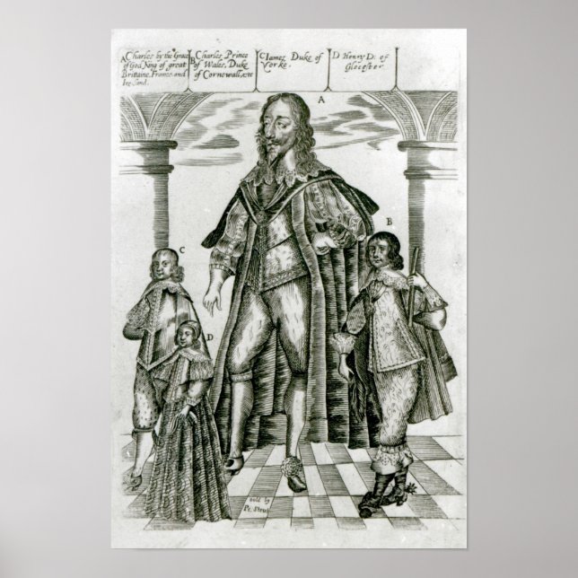 Póster Charles I con sus hijos (Frente)