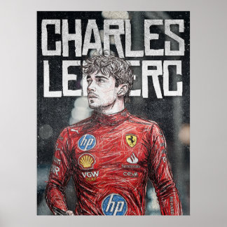 Póster Charles Leclerc Illustration Artistic F1 Portrait