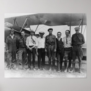 Póster Charles Lindbergh con 7 hombres, incluyendo