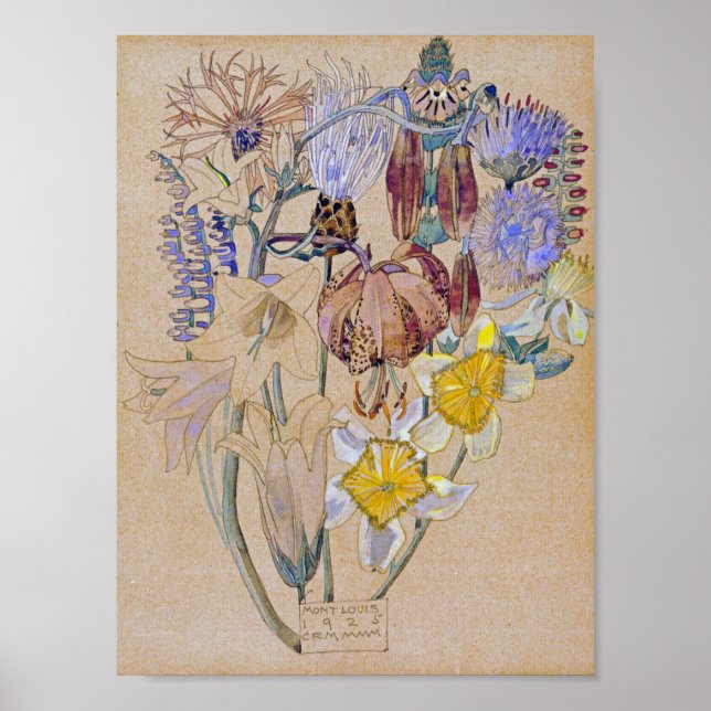Póster Charles Rennie Mackintosh - Mont Louis - Flor (Frente)