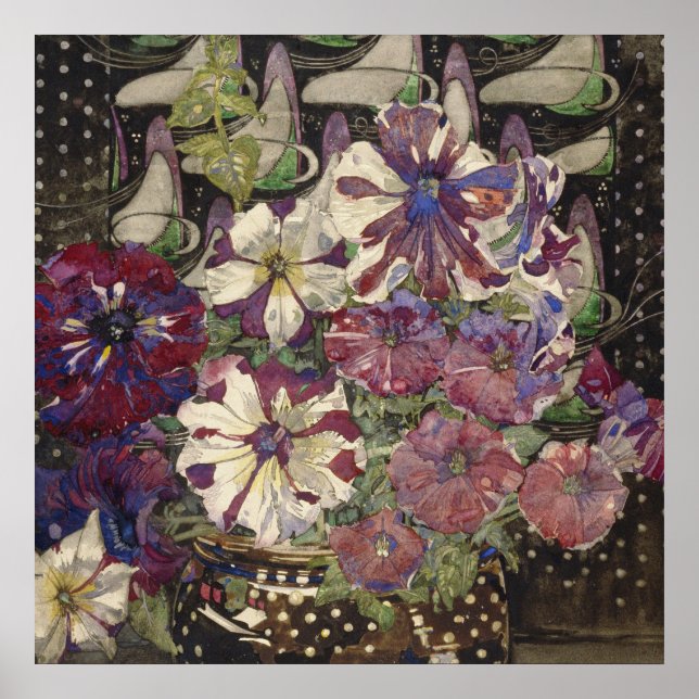 Póster Charles Rennie Mackintosh - Petunias (Frente)