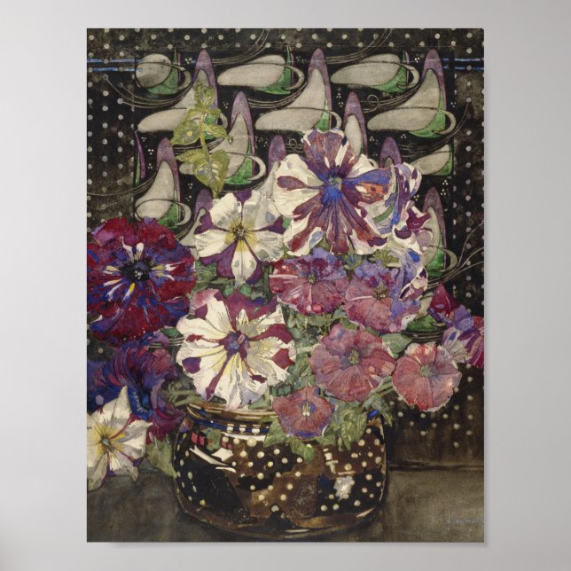 Póster Charles Rennie Mackintosh - Petunias (Frente)