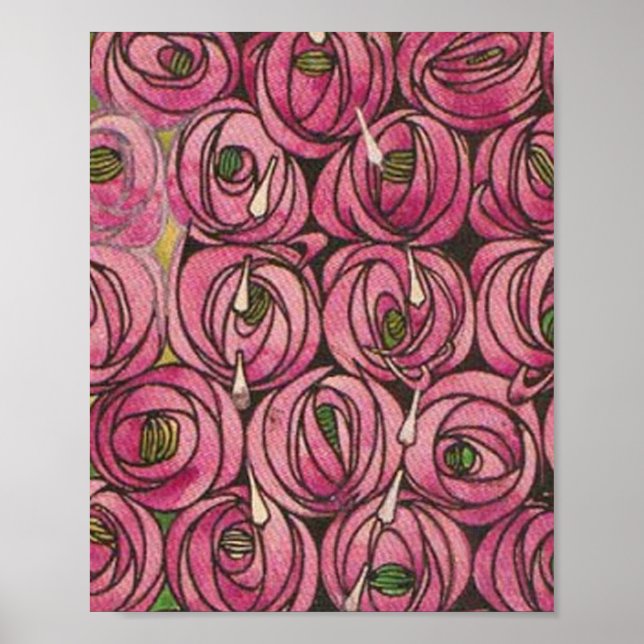 Póster Charles Rennie Mackintosh - Rosas (Frente)