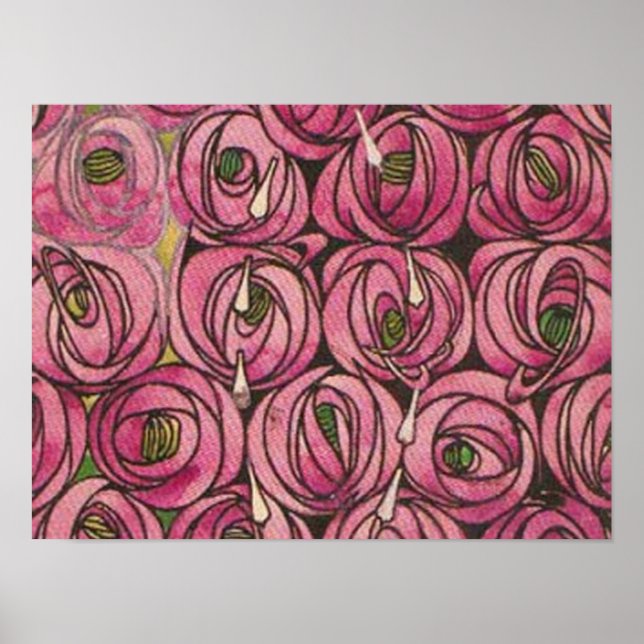 Póster Charles Rennie Mackintosh - Rosas (Frente)