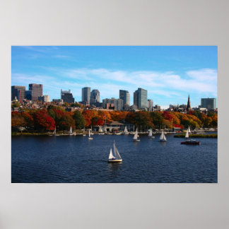 Póster charles river boston mamáes nubes soleado día 2