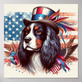 Póster Charles spaniels con el veterano Poster de un día 