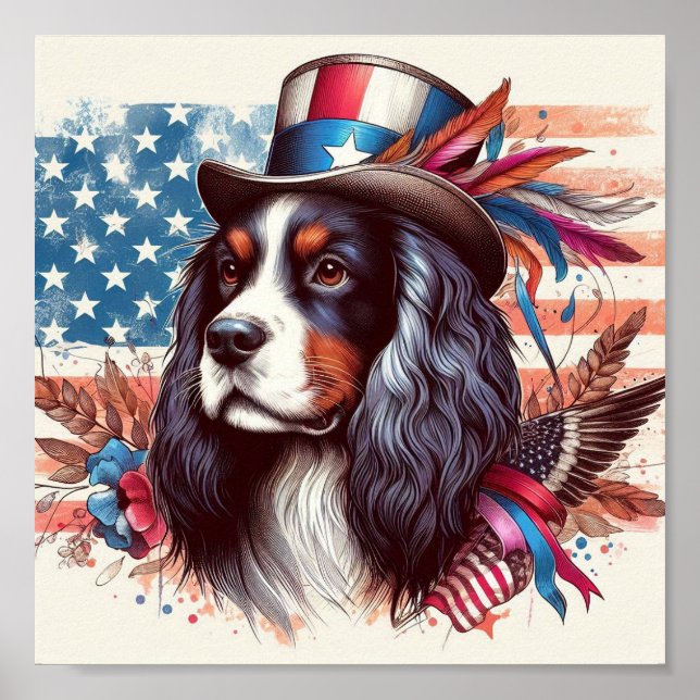 Póster Charles spaniels con el veterano Poster de un día  (Frente)