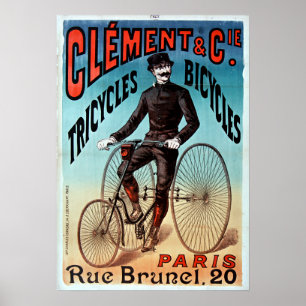 Póster Charles Verneau clemente y bicicletas de los