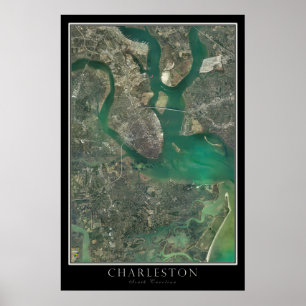 Póster Charleston Carolina del Sur desde el mapa de satél