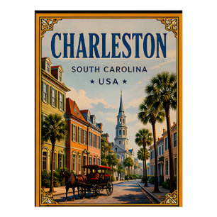 Póster 🏛️ Charleston Carolina del Sur Histórico Retro