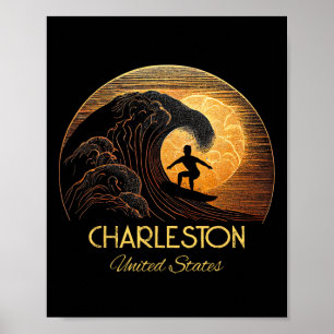 Póster Charleston Estados Unidos Surfing Tabla de surf