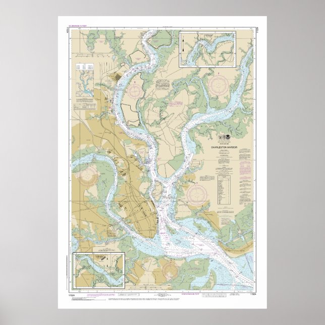 Póster Charleston Harbour Nautical Chart 11524 (Frente)