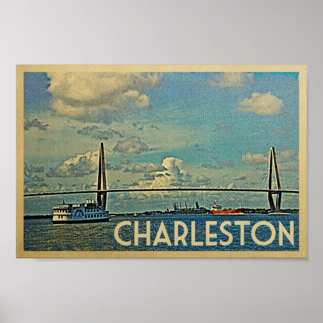 Póster Charleston Poster Vintage Travel Cooper River (Frente)