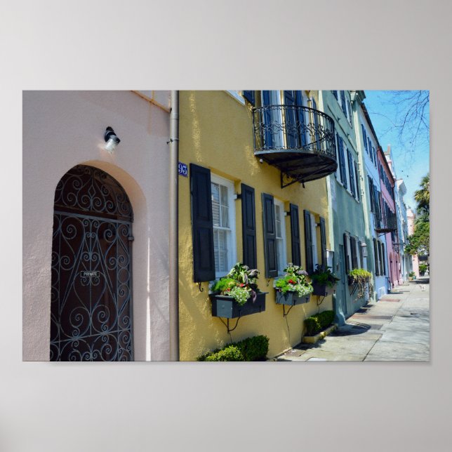 Póster Charleston Rainbow Row (Frente)
