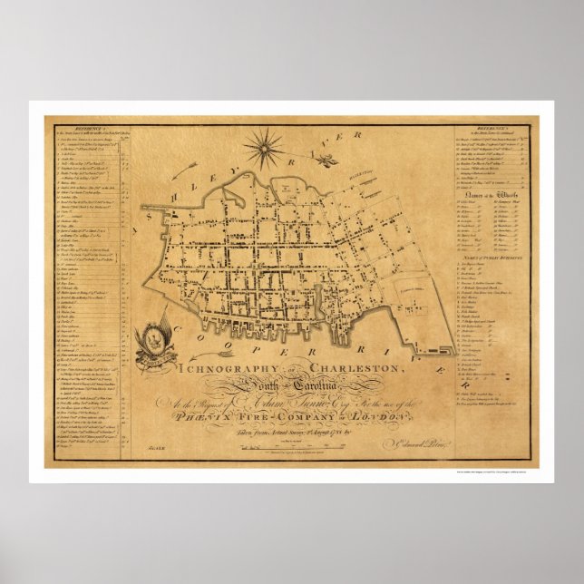 Póster Charleston SC Street Map 1788 (Frente)