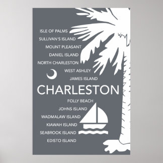 Póster Charleston SC Towns - Charcoal