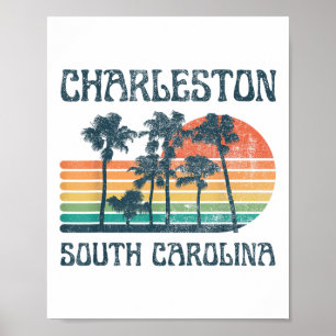 Póster Charleston South Carolina Beach Summer Vacation Vi