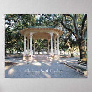 Póster Charleston South Carolina, Gazebo, Batería