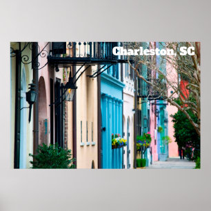 Póster Charleston South Carolina Rainbow Row Houses