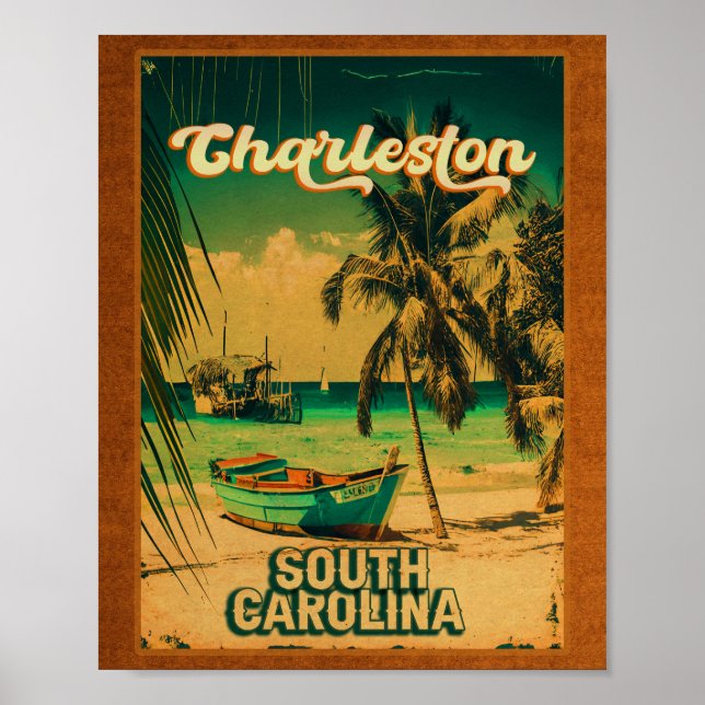 Póster Charleston South Carolina Vintage Retro Souvenir (Frente)