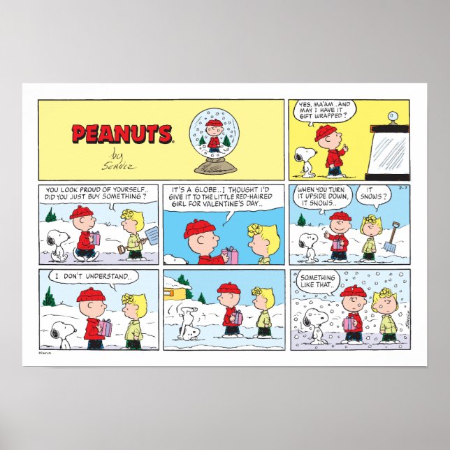 Póster Charlie Brown | Bola de cristal con nieve (Frente)
