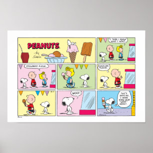 Póster Charlie Brown, Snoopy y Sally Helado