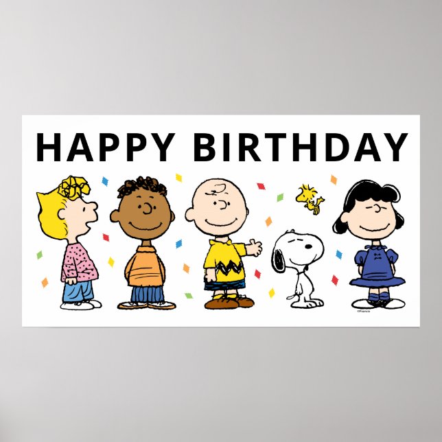 Póster Charlie Brown y el cumpleaños de Gang Confetti (Frente)