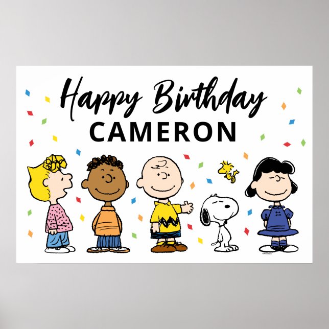 Póster Charlie Brown y el cumpleaños de Gang Confetti (Frente)