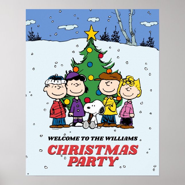Póster Charlie Brown y Fiesta de Navidades de amigos (Frente)