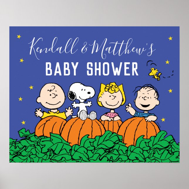 Póster Charlie Brown y la Baby Shower de calabaza de pand (Frente)