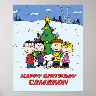 Póster Charlie Brown y los cumpleaños de invierno de los